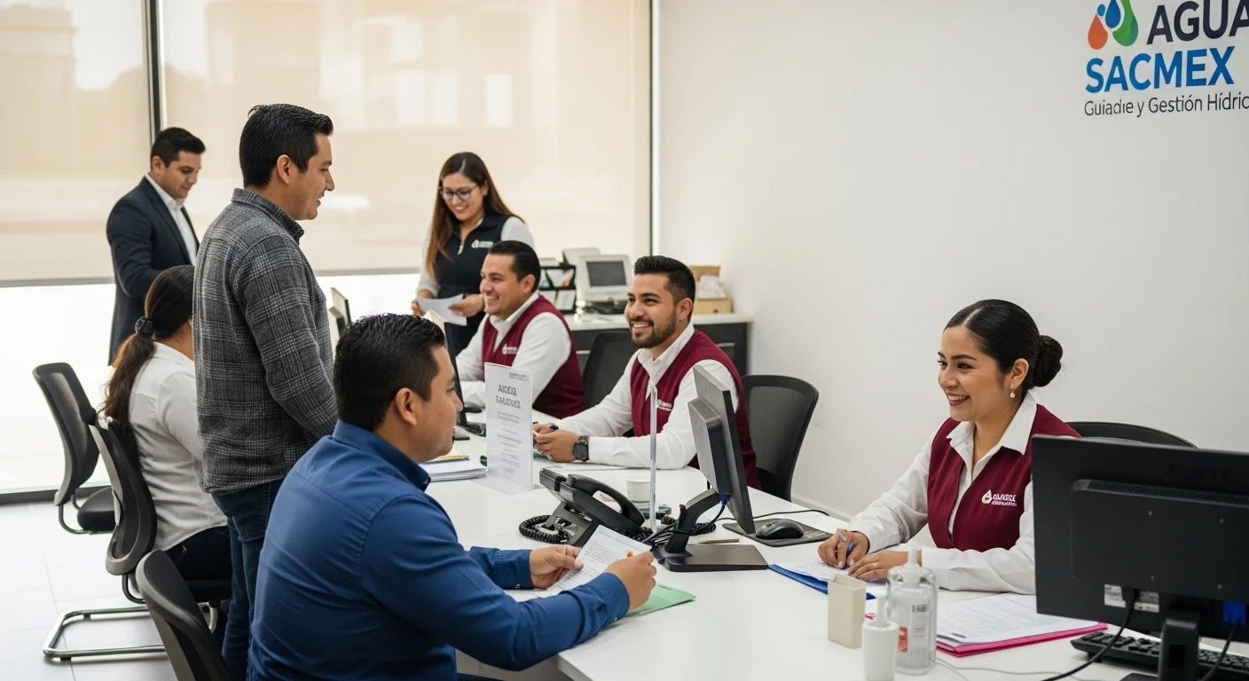 Oficinas de Agua Sacmex atendiendo a ciudadanos de diversos municipios de la CDMX para trámites y pagos.