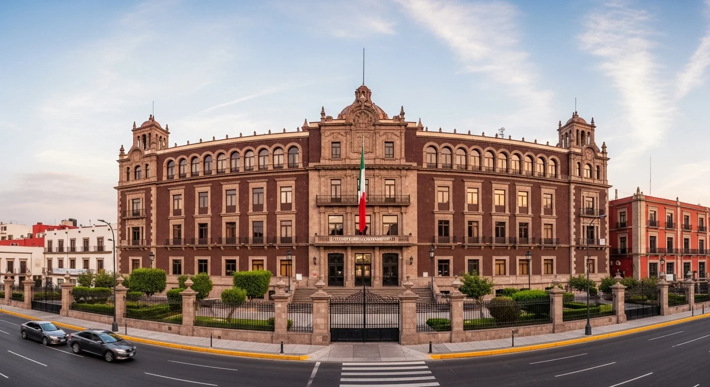 Fachada de un palacio municipal en México, simbolizando la gestión del ayuntamiento en trámites como el examen carnet de conducir para los ciudadanos.