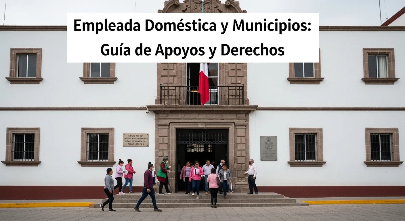 La fachada de un palacio municipal en México, con personas entrando, representando el rol del ayuntamiento en la promoción de derechos para la empleada domestica.