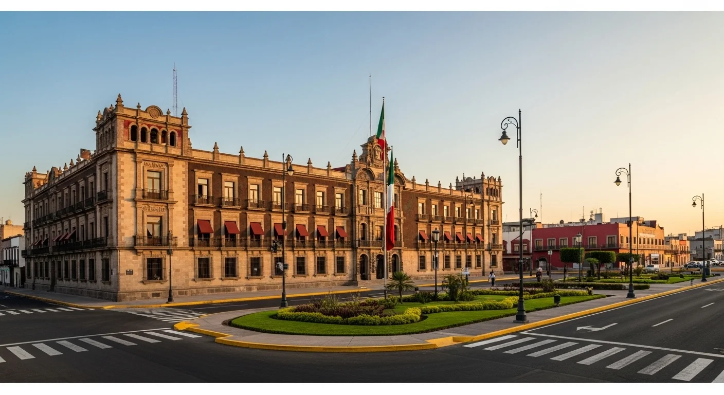 Palacio municipal de una ciudad mexicana, representando la administración pública y la generación de empleo por parte del ayuntamiento.