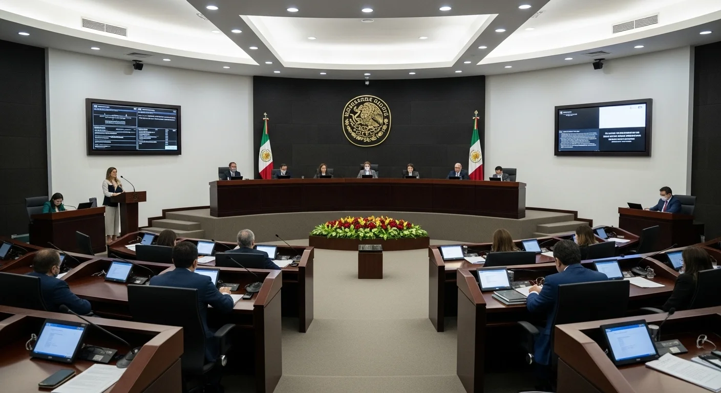 Salón de cabildo de un ayuntamiento en México, simbolizando la decisión de modernizar los servicios municipales y la recaudación.
