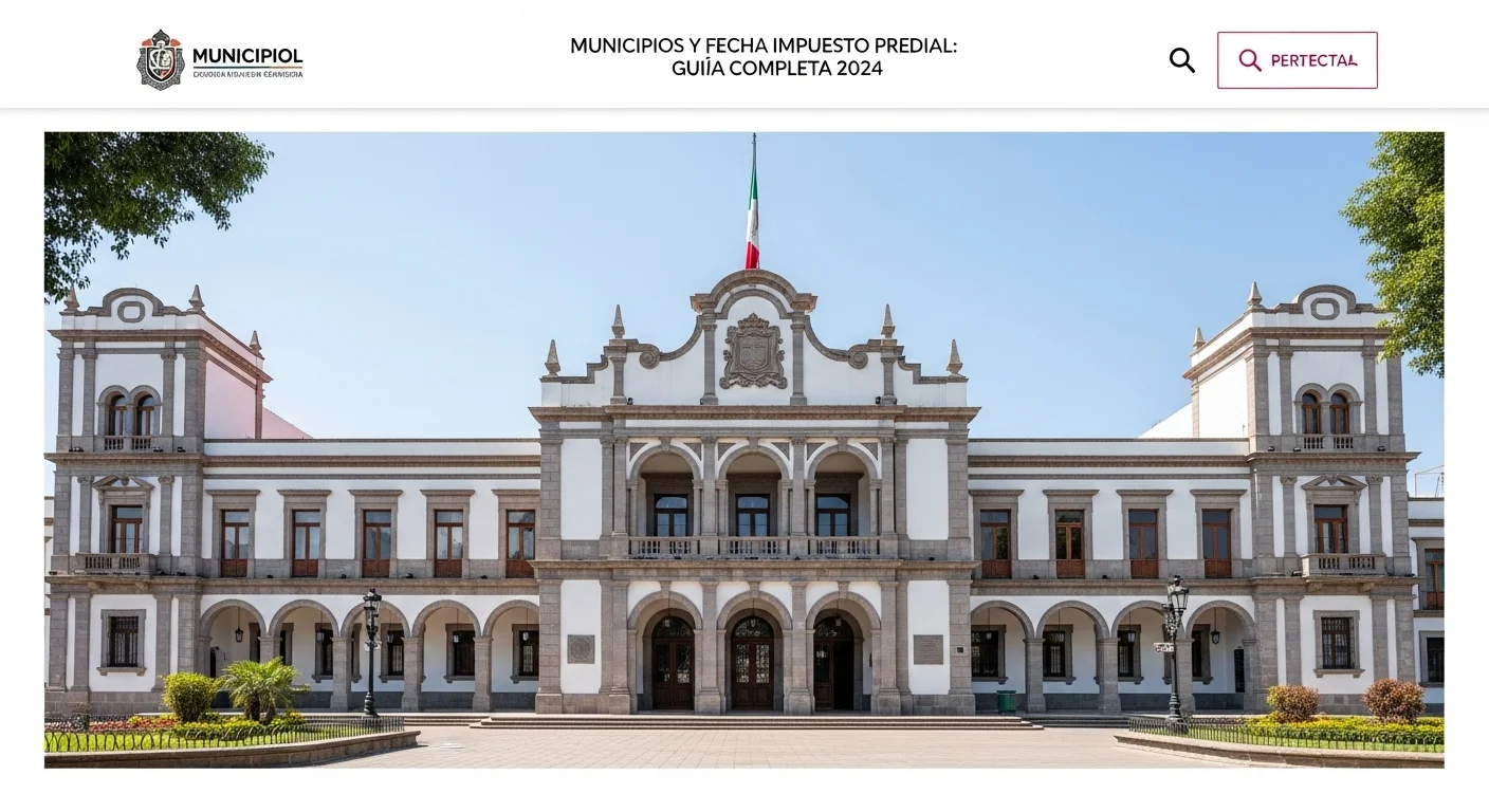 Fachada de un palacio municipal en México, representando la gestión del ayuntamiento y las finanzas locales financiadas por el impuesto predial.