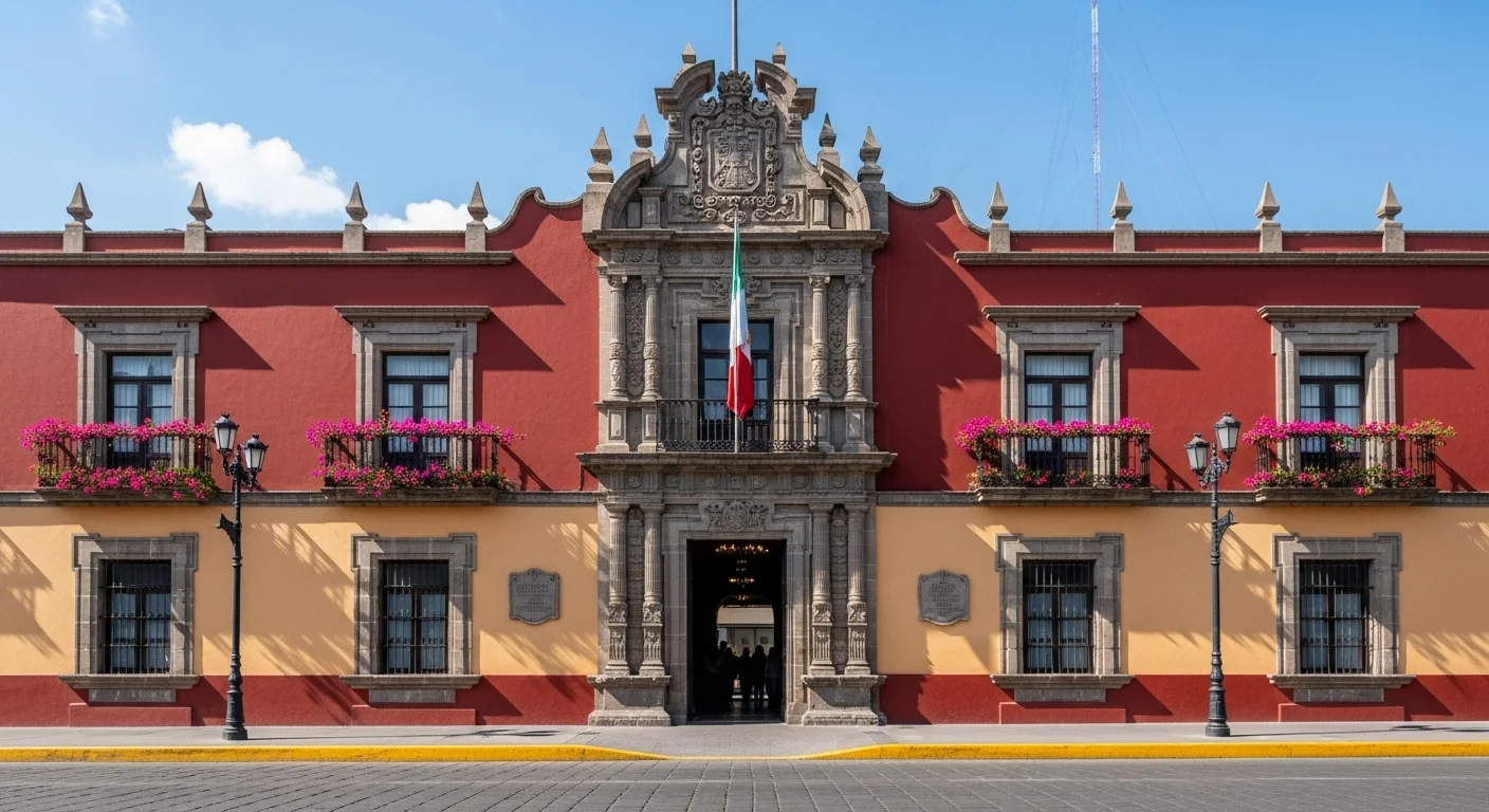 Fachada de un palacio municipal en México, representando la labor del ayuntamiento, alcaldes y regidores en la creación de normativas.