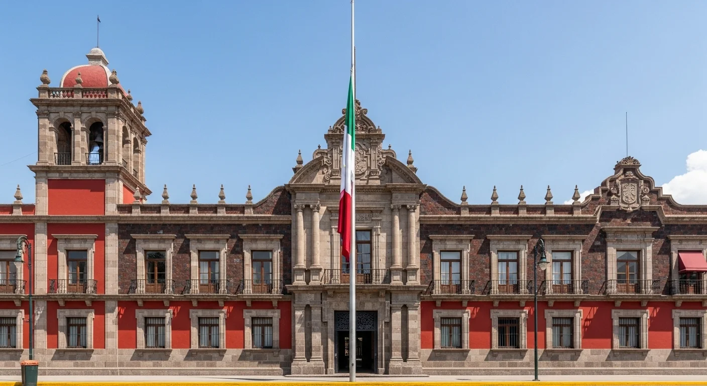 Fachada de un palacio municipal en México, simbolizando la sede del ayuntamiento donde se aprueban los reglamentos de tránsito.