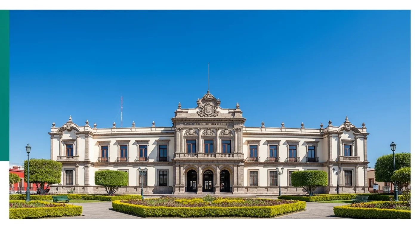 Fachada del palacio municipal de San Luis Potosí, representando la gobernanza de los servicios públicos como el agua.