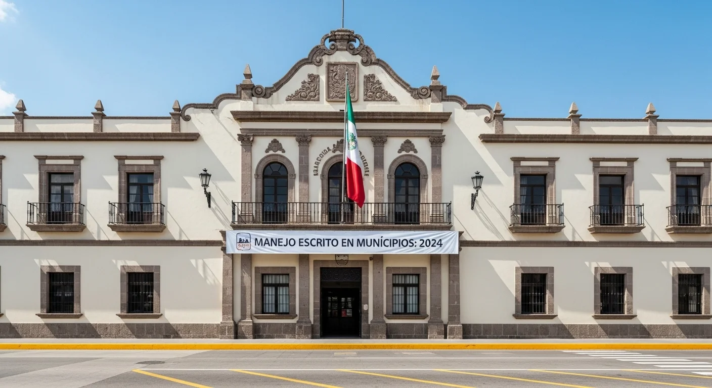 Fachada de un palacio municipal en México, simbolizando la gestión de trámites como el examen de manejo escrito en los municipios.