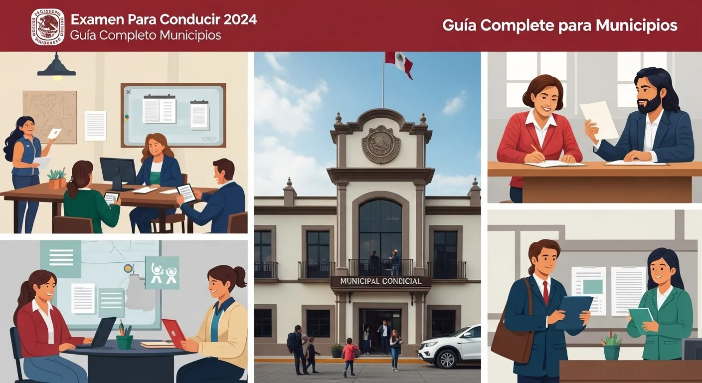 Fachada de un palacio municipal con ciudadanos realizando trámites diversos