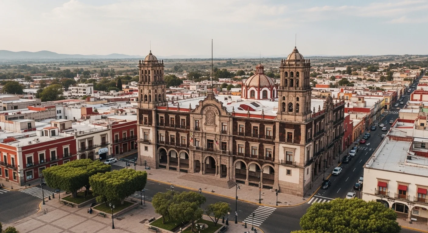 Palacio municipal de una ciudad colonial en México, simbolizando la administración y el proceso de Recibo Predial Descarg para los municipios.