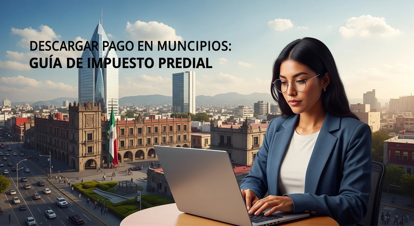 Un ciudadano utiliza su computadora portátil para descargar el pago del impuesto predial desde el portal web de un municipio mexicano en 2024.