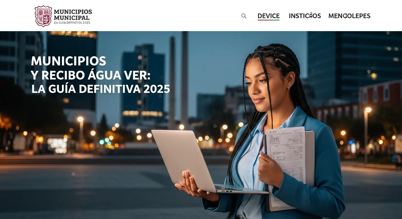 Persona utilizando una computadora portátil para ver el recibo de agua, representando la digitalización de los servicios en los municipios mexicanos.