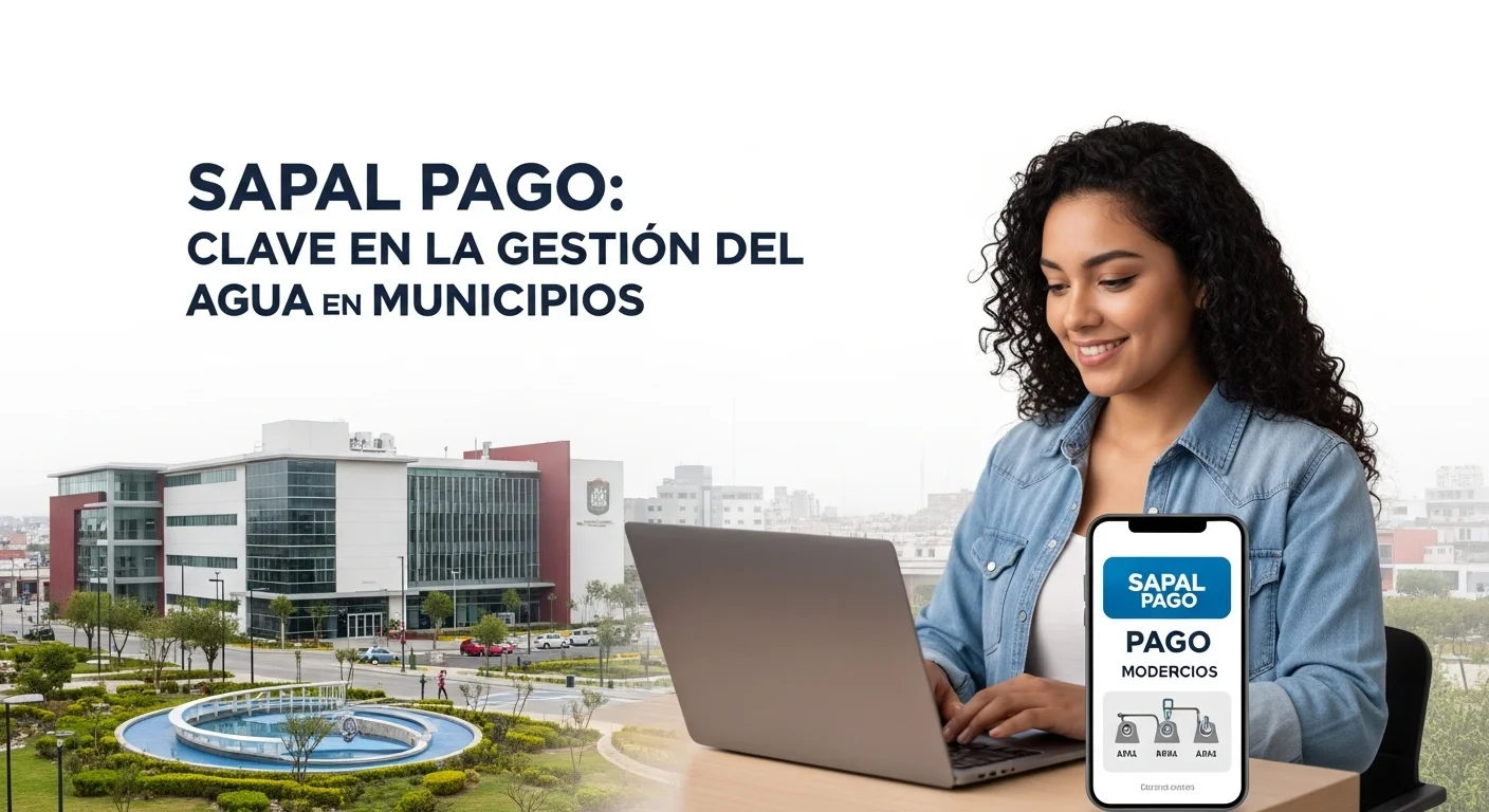 Una persona utilizando una laptop para realizar el Sapal Pago en línea, representando la modernización de los servicios municipales