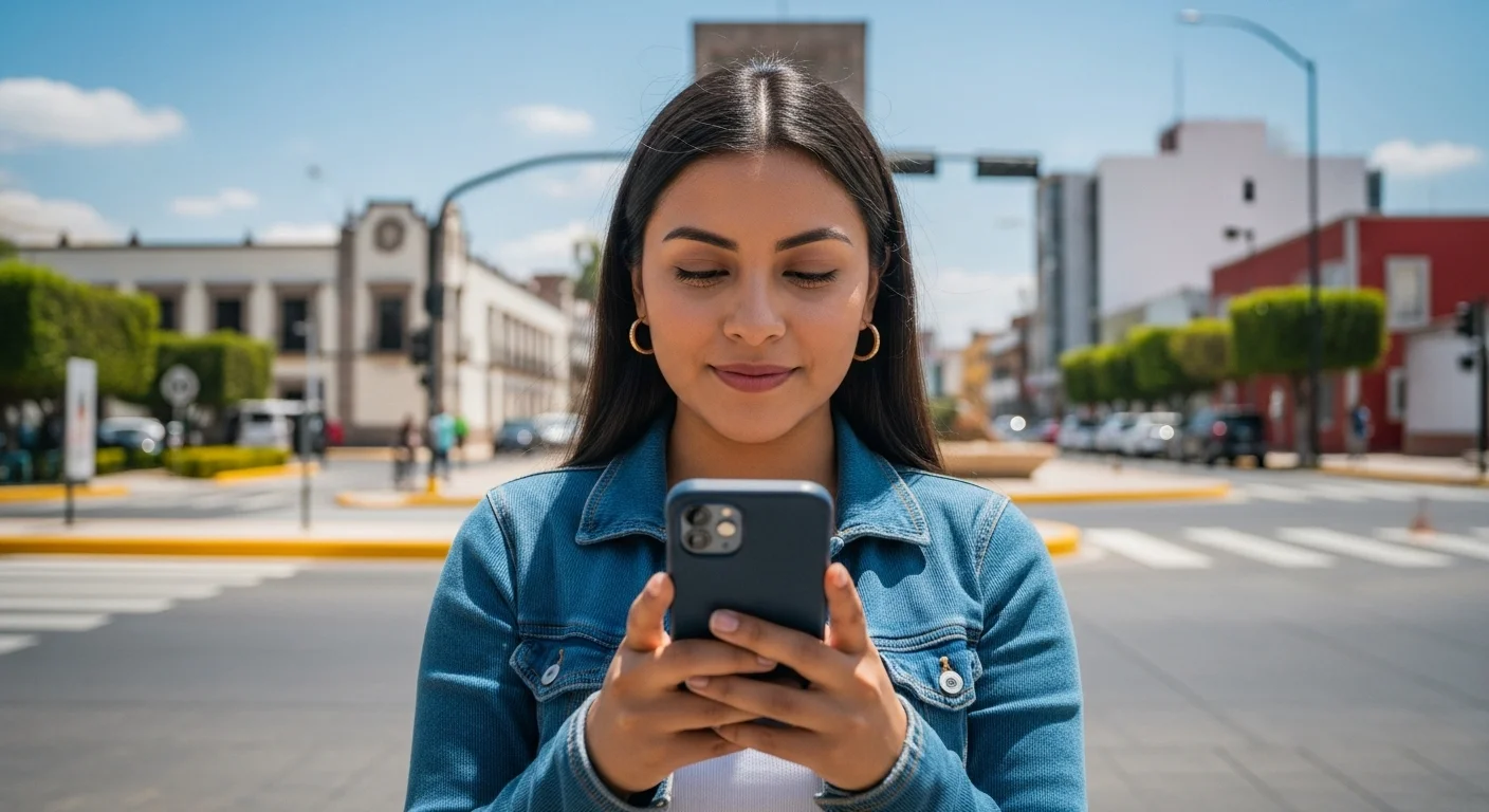 Una persona utilizando un teléfono celular para descargar el reglamento de tránsito de su municipio para el 2024.
