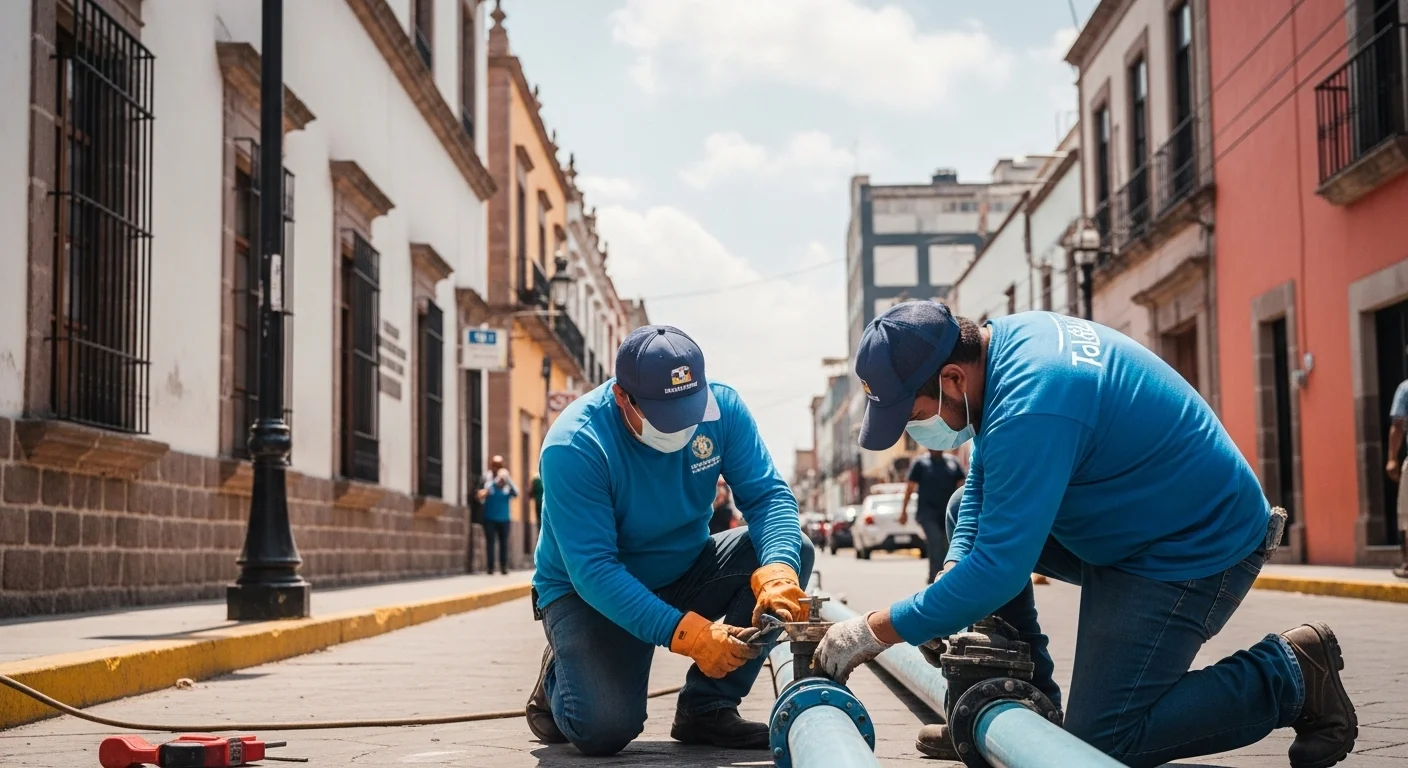 Infraestructura de una planta de tratamiento de agua en un municipio de México, simbolizando la inversión gubernamental.