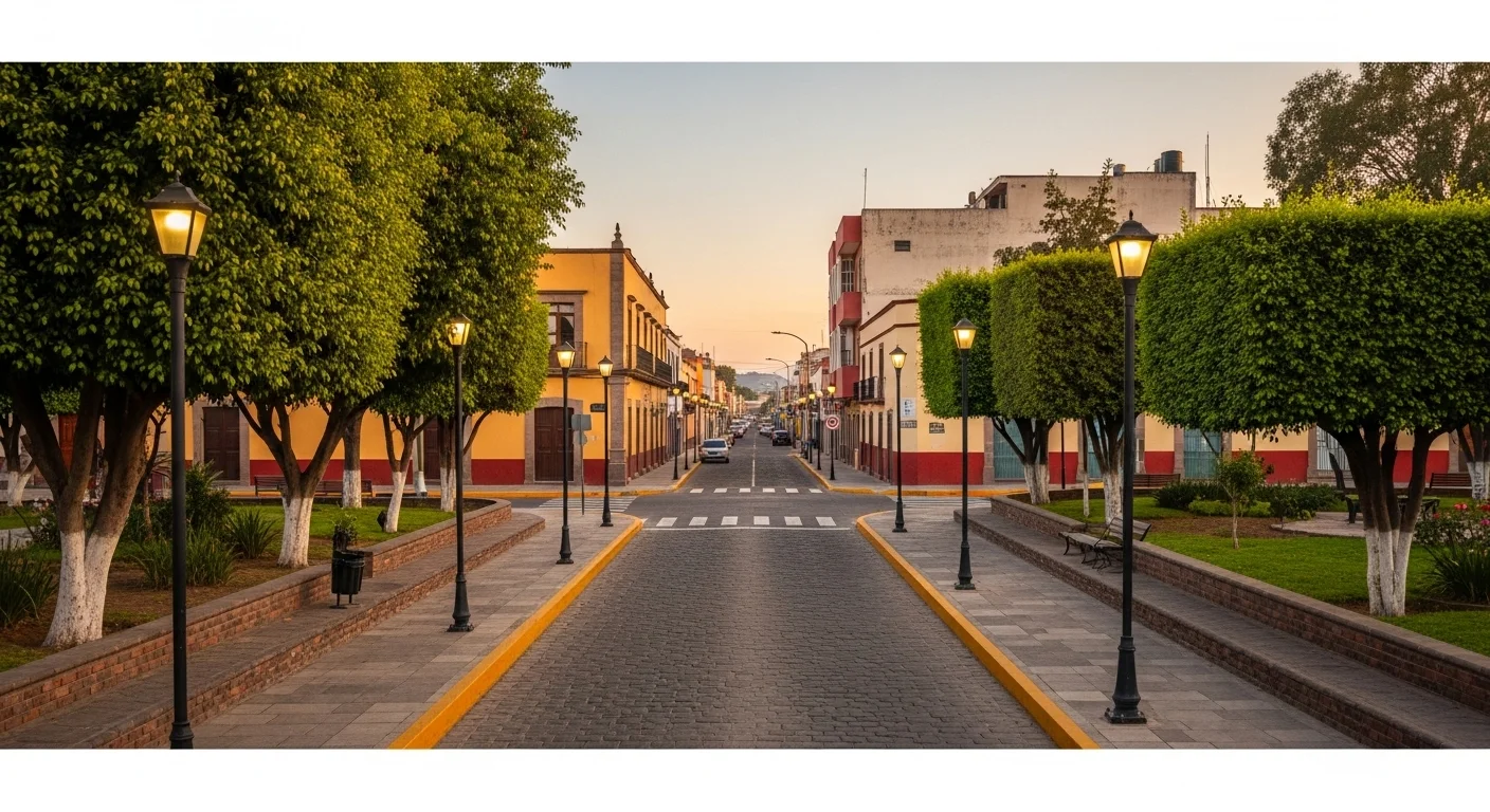 Collage de imágenes mostrando servicios públicos municipales: un camión de basura, una calle recién pavimentada, y una luminaria LED en un parque.