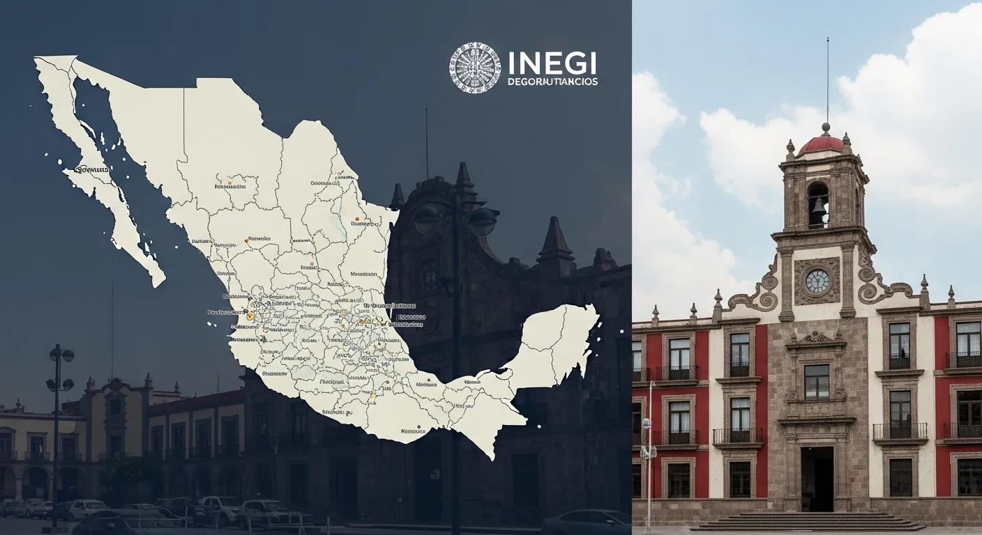 Ejemplo de mapa geográfico de INEGI mostrando la división de municipios mexicanos y la importancia de los datos geoestadísticos.
