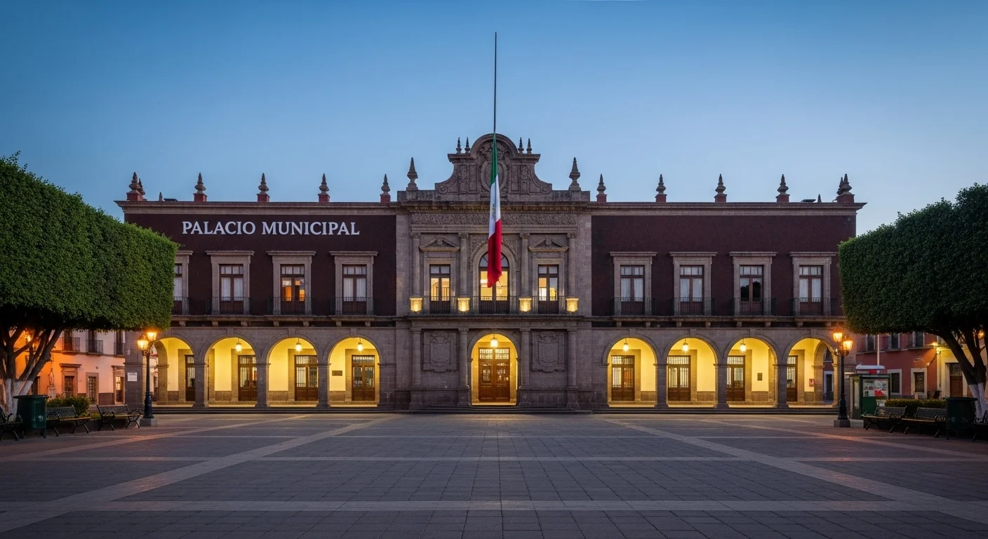 Palacio Municipal de un municipio en México, simbolizando el gobierno local, los ayuntamientos y la administración pública.