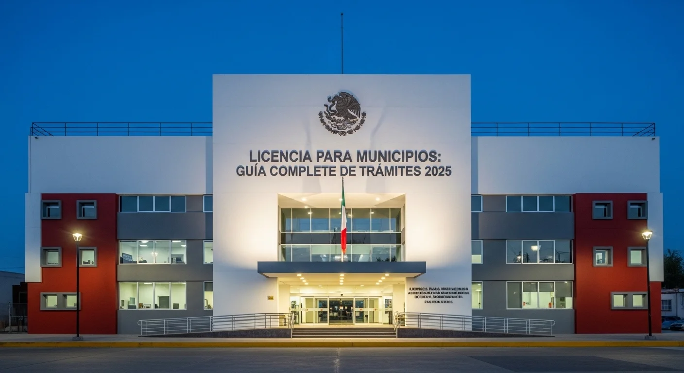 Fachada de un palacio municipal mexicano donde se tramitan licencias, simbolizando la relación entre los municipios y la obtención de una Licencia Para.