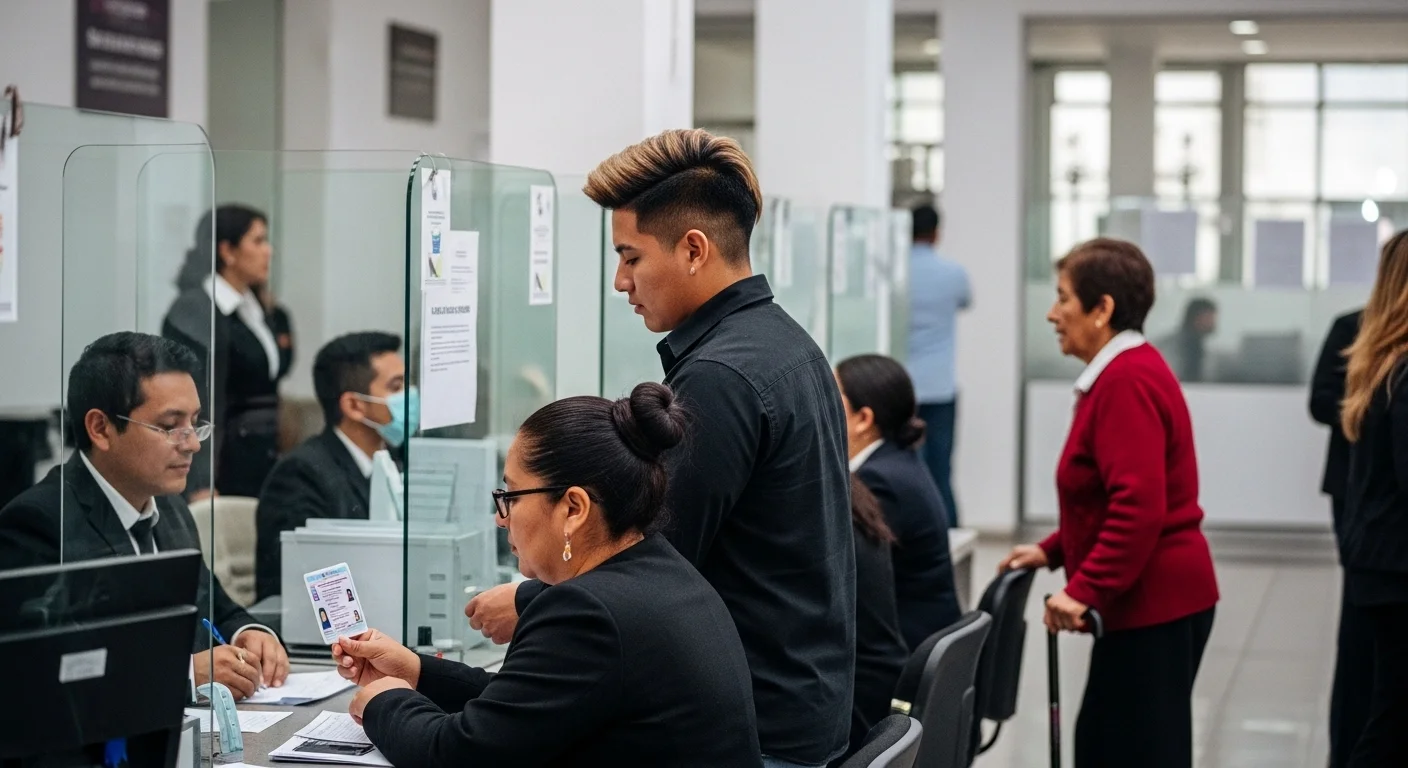 Interior de una oficina de trámites de un ayuntamiento en México, con ciudadanos realizando gestiones para licencias de conducir.