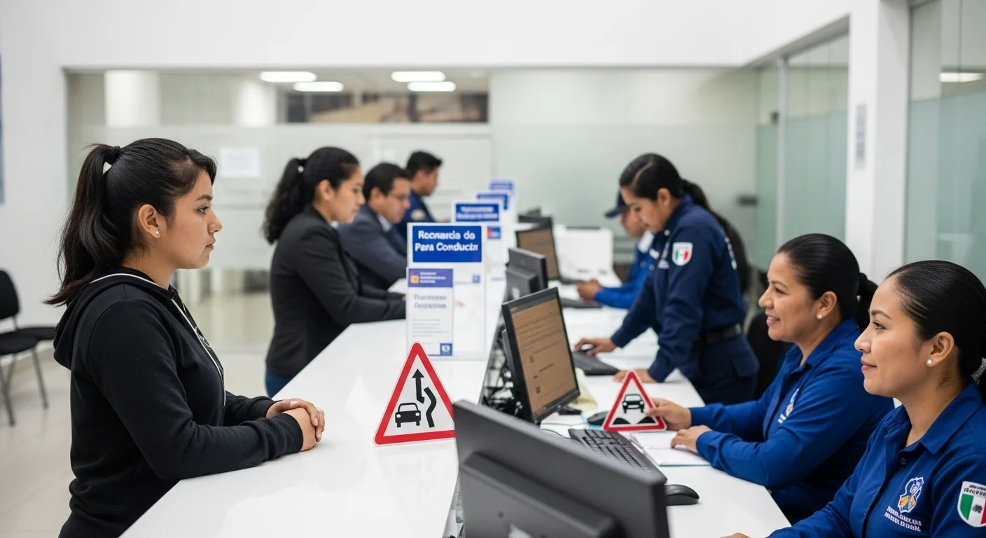 Interior de una oficina de gobierno municipal donde ciudadanos realizan trámites para obtener la licencia de conducir, reflejando la gestión de los municipios mexicanos.