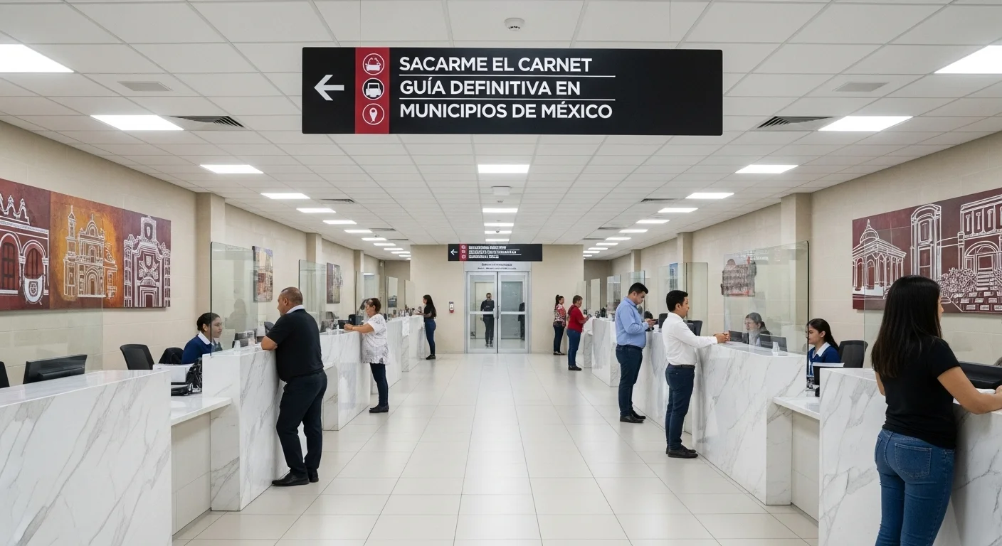 Interior de una oficina de gobierno municipal en México donde los ciudadanos realizan trámites como sacar el carnet de conducir