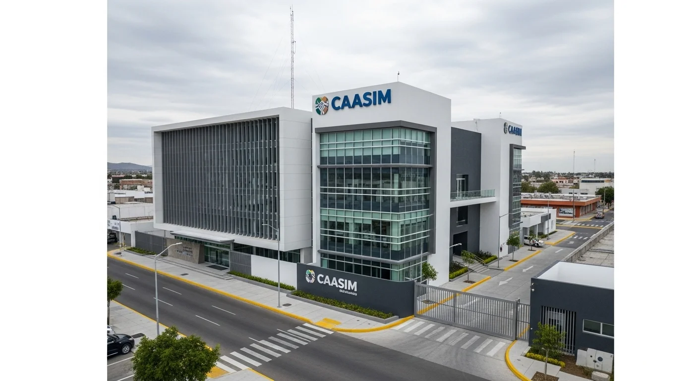 Fachada de una sucursal de Caasim, representando los servicios públicos y la gestión del agua en los municipios de Hidalgo