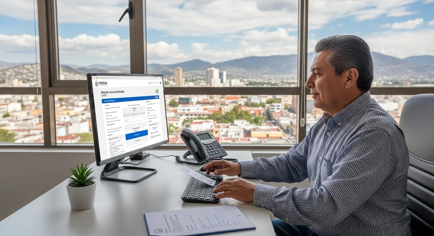 Persona realizando el pago de agua online en un portal de un municipio de México, demostrando la facilidad del proceso.