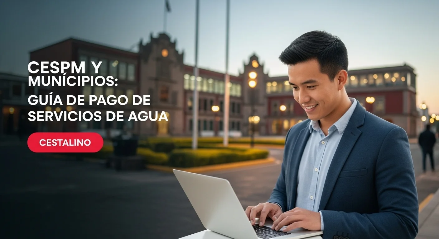 Ciudadano realizando el pago de su recibo Cespm en línea, un servicio clave para los municipios mexicanos.