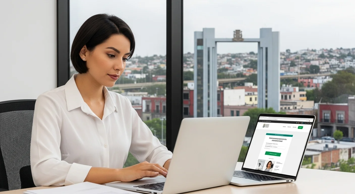 Persona utilizando una laptop para descargar el recibo del impuesto predial, representando la digitalización de los trámites en municipios mexicanos.