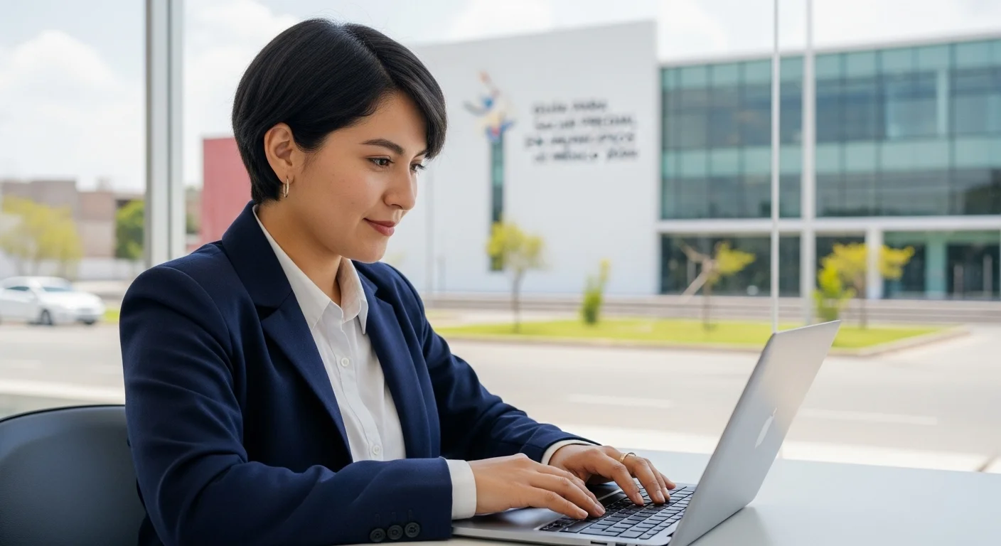 Persona utilizando una laptop para sacar el predial en línea, destacando la modernización de los ayuntamientos en México.