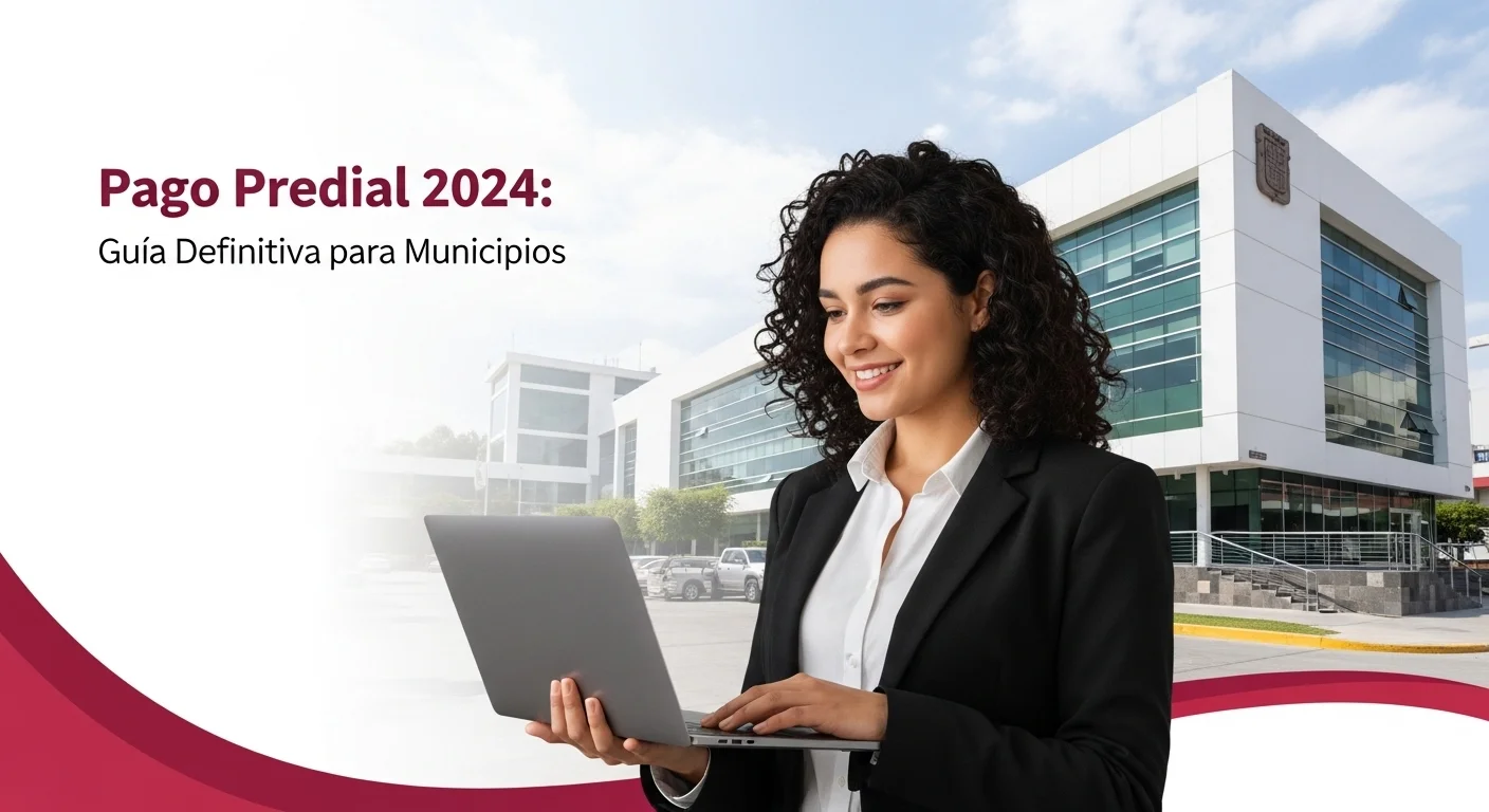 Persona utilizando una computadora portátil para realizar el pago de su predial en el portal web de un municipio de México.