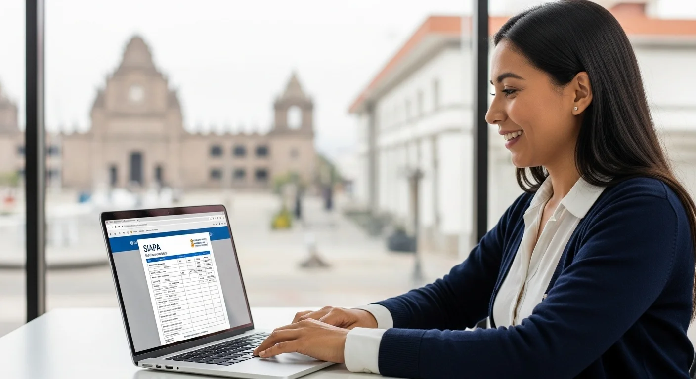 Persona utilizando una laptop para realizar el pago en línea del recibo de agua de SIAPA, representando la modernización de los servicios municipales.