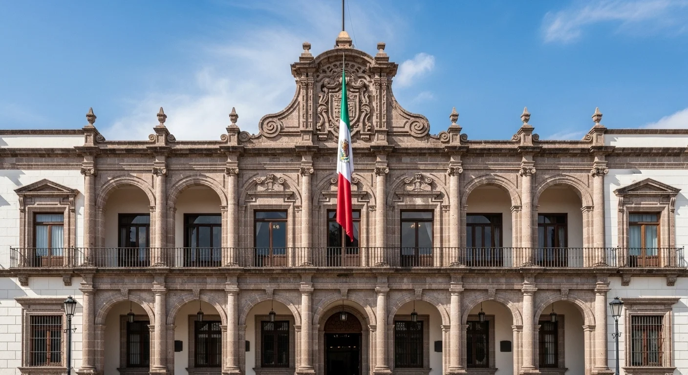 Fachada del palacio municipal de San Miguel de Allende, ejemplo de gobierno local y administración pública en México.