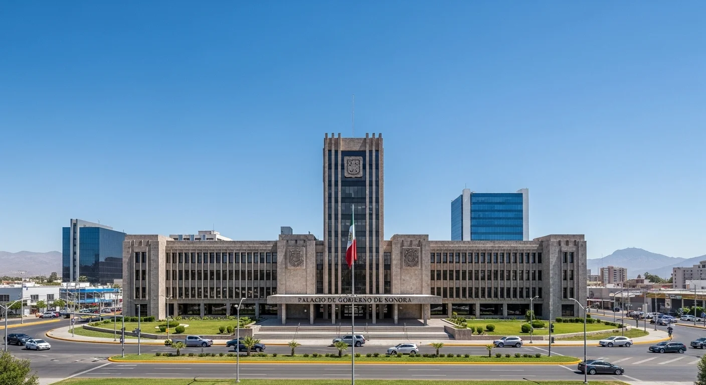 Fotografía del Palacio de Gobierno de Sonora en Hermosillo, centro del poder ejecutivo que coordina acciones con los 72 municipios del estado.
