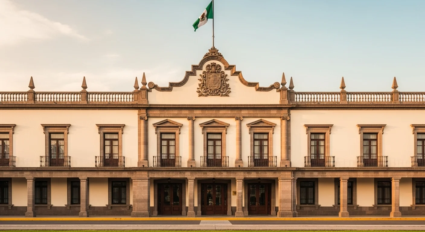 Fachada de un palacio municipal mexicano, representando la sede del ayuntamiento donde se gestiona el impuesto predial.