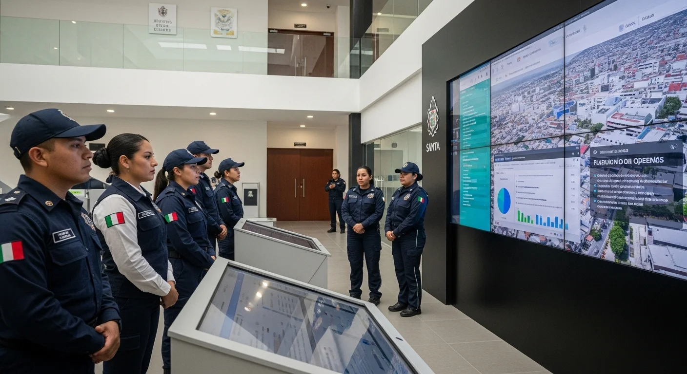 Elementos de Protección Civil de un municipio mexicano llamado Santa realizan un plan operativo.