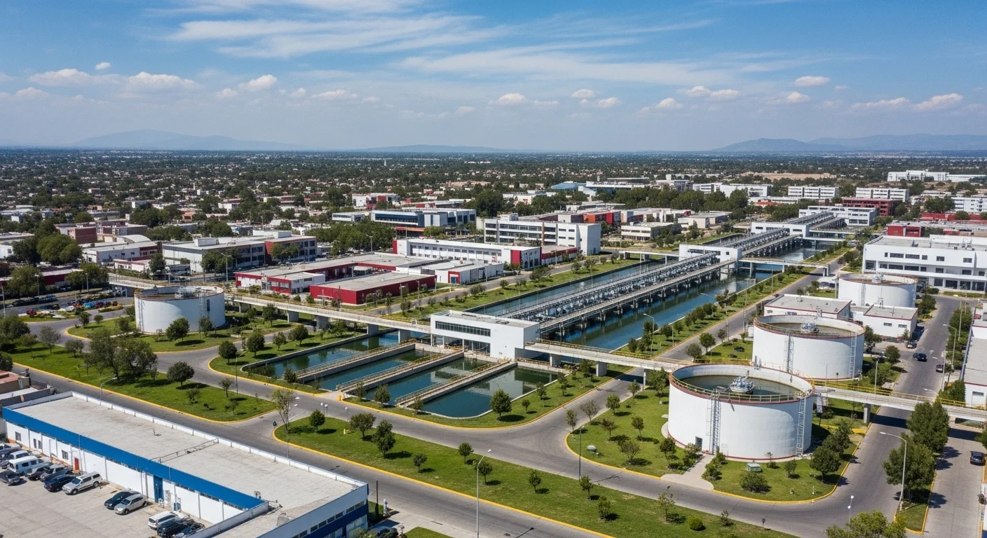 Vista aérea de la infraestructura del Sistema Cutzamala que abastece de agua a la Ciudad de México y municipios conurbados
