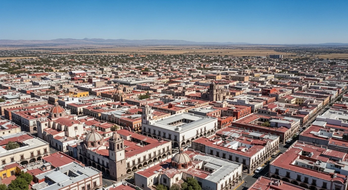 Vista panorámica del centro histórico de San Juan del Río, uno de los municipios clave de Querétaro, mostrando su arquitectura colonial.