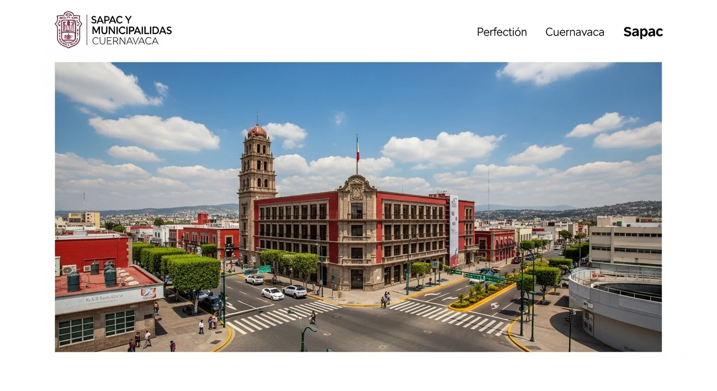 Edificio del Ayuntamiento de Cuernavaca, representando la gestión de municipios en México y el rol de Sapac.