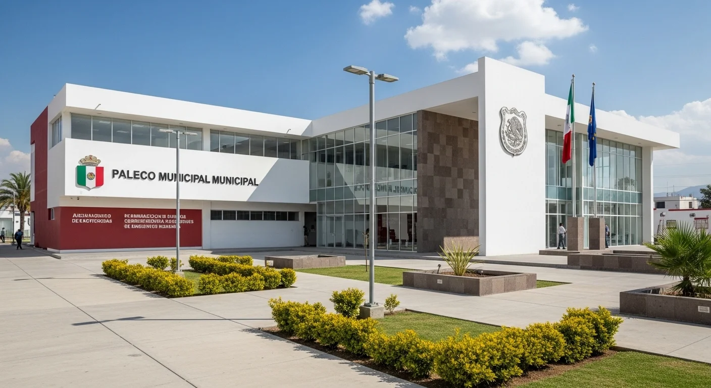 Edificio de un palacio municipal en México, simbolizando la administración y los servicios sociales a nivel local.