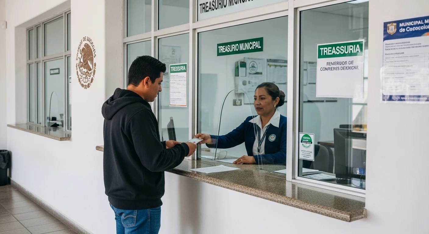 Una persona realizando el pago para revalidar brevete en una ventanilla de la tesorería municipal, un paso clave en el proceso.