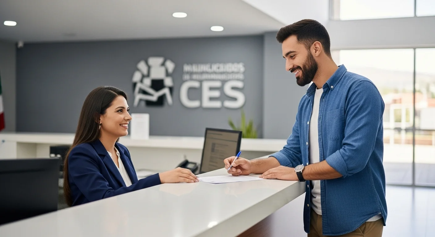 Una persona realizando trámites en una oficina gubernamental, representando la necesidad de gestionar la licencia de conducir en los municipios.