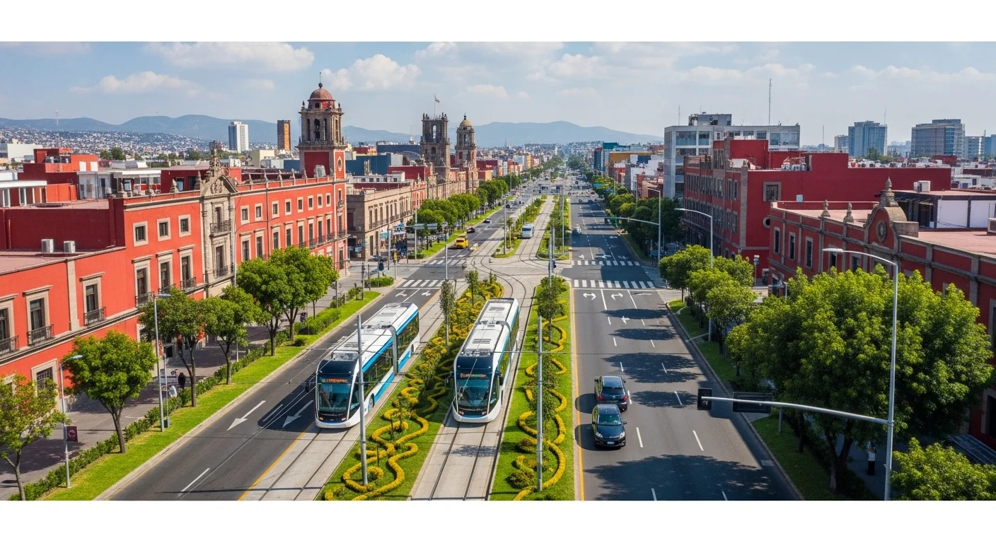 Moderno sistema de transporte público como ejemplo del desarrollo orientado al transporte en un municipio de México.
